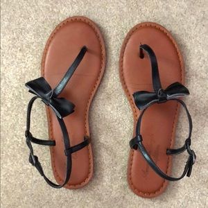 Black Bow Gladiator Flats